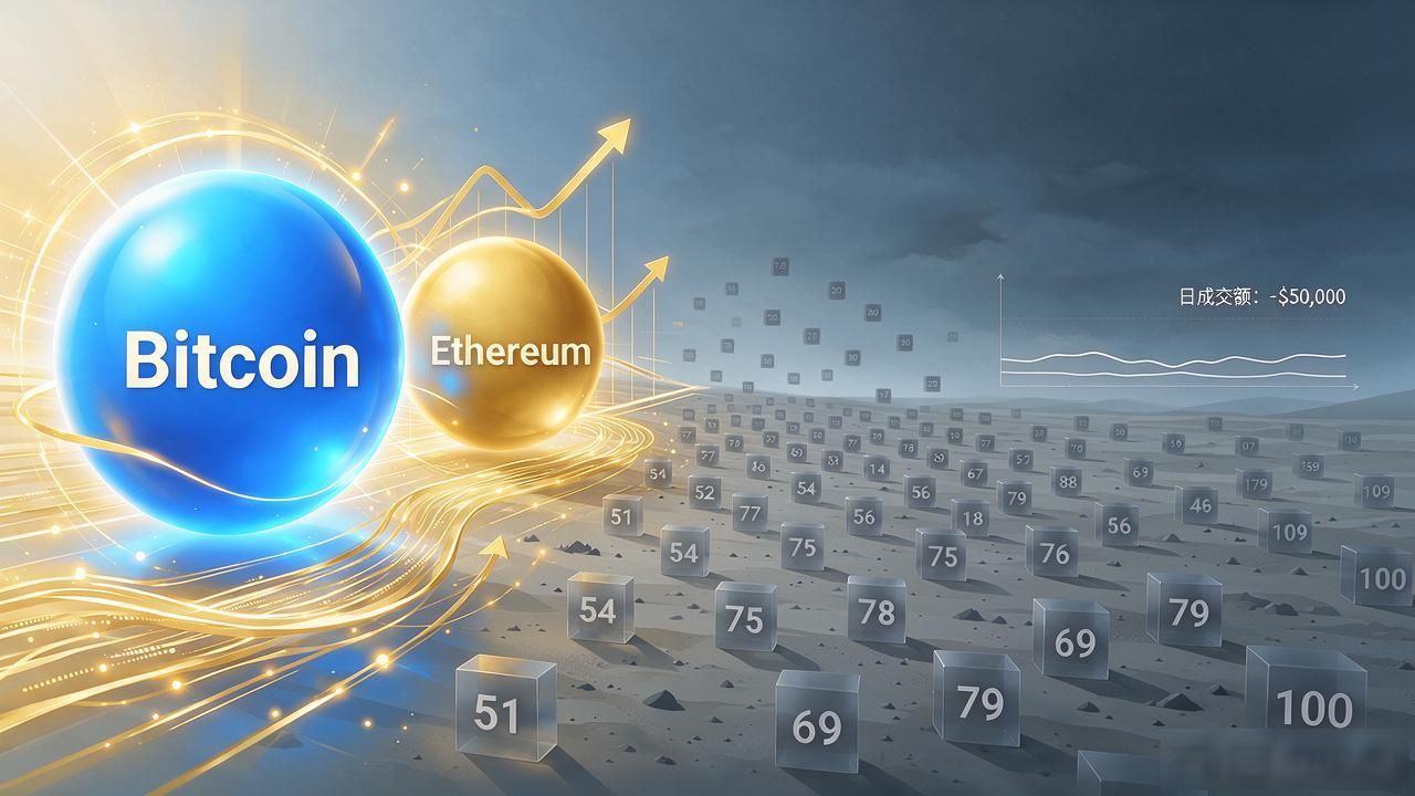 BTC ETH双寡头结构_全球top100虚拟数字货币_虚拟数字货币市值分布