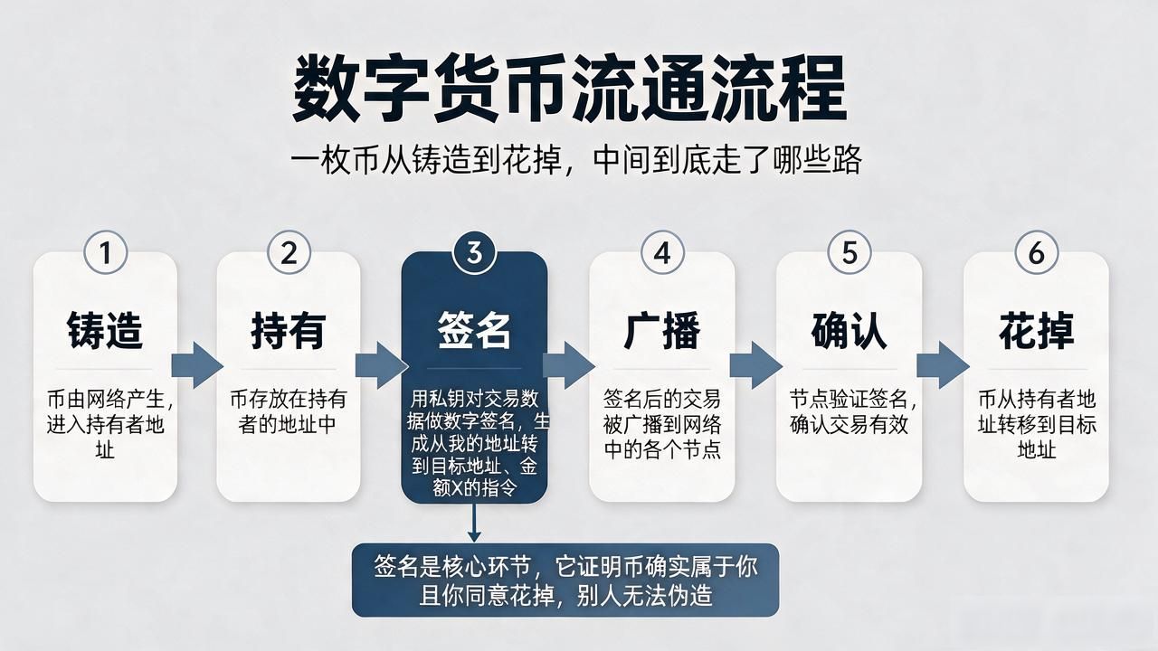 数字货币流通流程：一枚币从铸造到花掉，中间到底走了哪些路