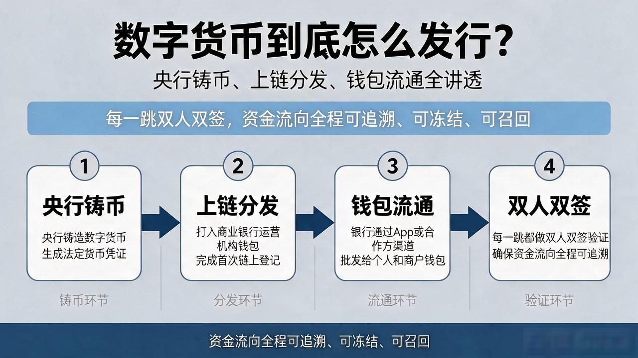 数字货币到底怎么发行？央行铸币、上链分发、钱包流通全讲透
