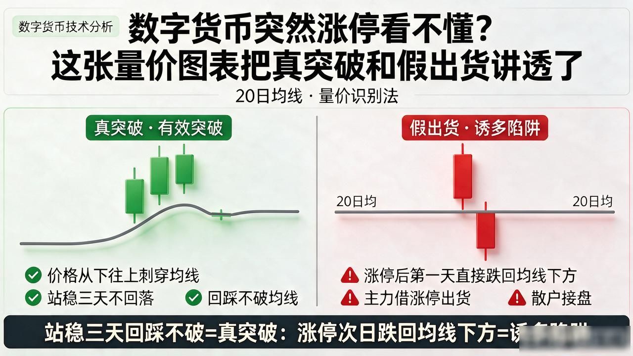 数字货币突然涨停看不懂？这张量价图表把真突破和假出货讲透了